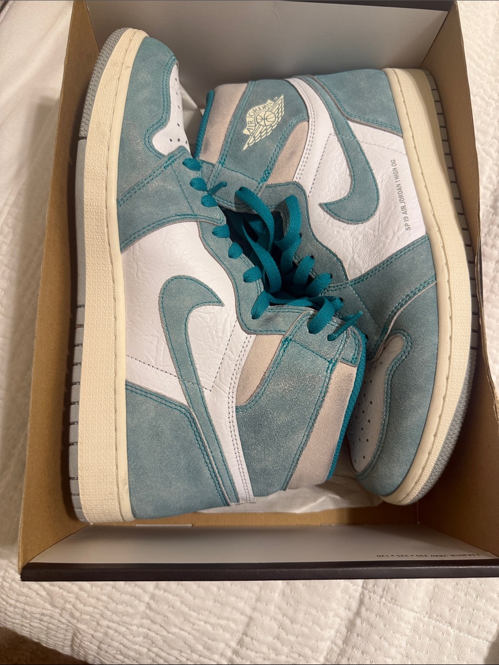 Nike Men’s High-Top Sneakers in Teal, White and Cream